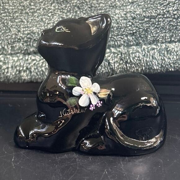 Fenton Lennox Black “Perky Cat” Hand Painted Signed by Artist - Picture 1 of 11